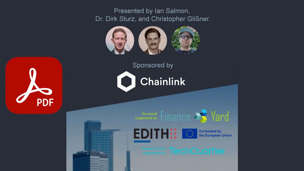 Finance Yard - FY - blockchain Germany hub - presentation - Chainlink Frankfurt meetup in April 2024